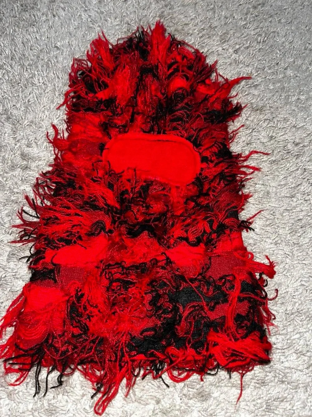 Red and Black Faux Fur Balaclava
